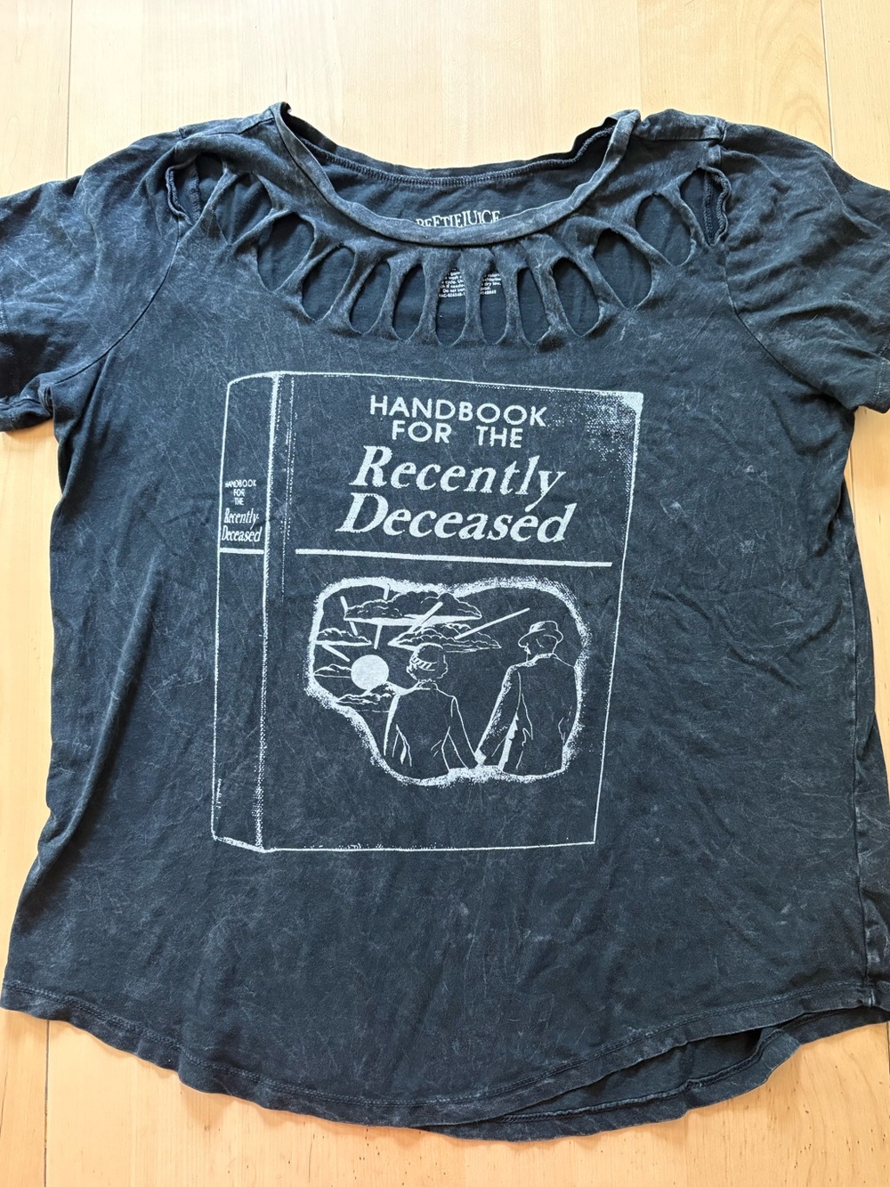 torrid Beetlejuice Halloween Black Distressed Graphic Cutout Neck Tee